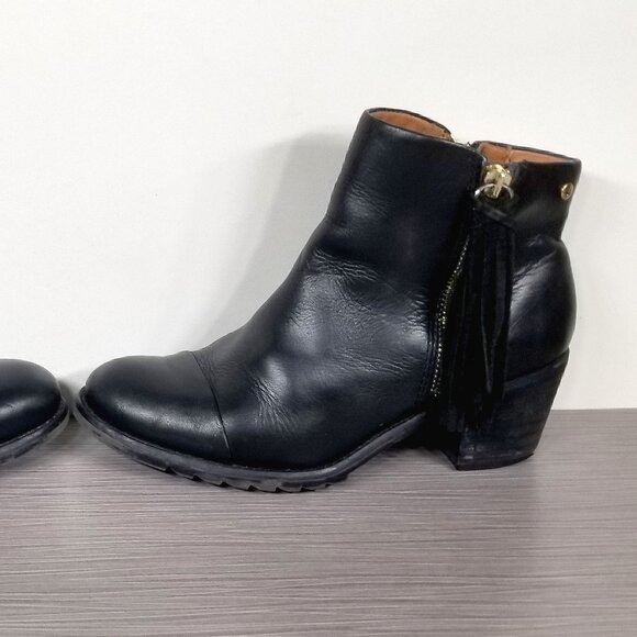 Pikolinos Tassel Zip, Cap Toe Booties, Black Leather, Womens Size 5 M / 35 - Picture 8 of 11